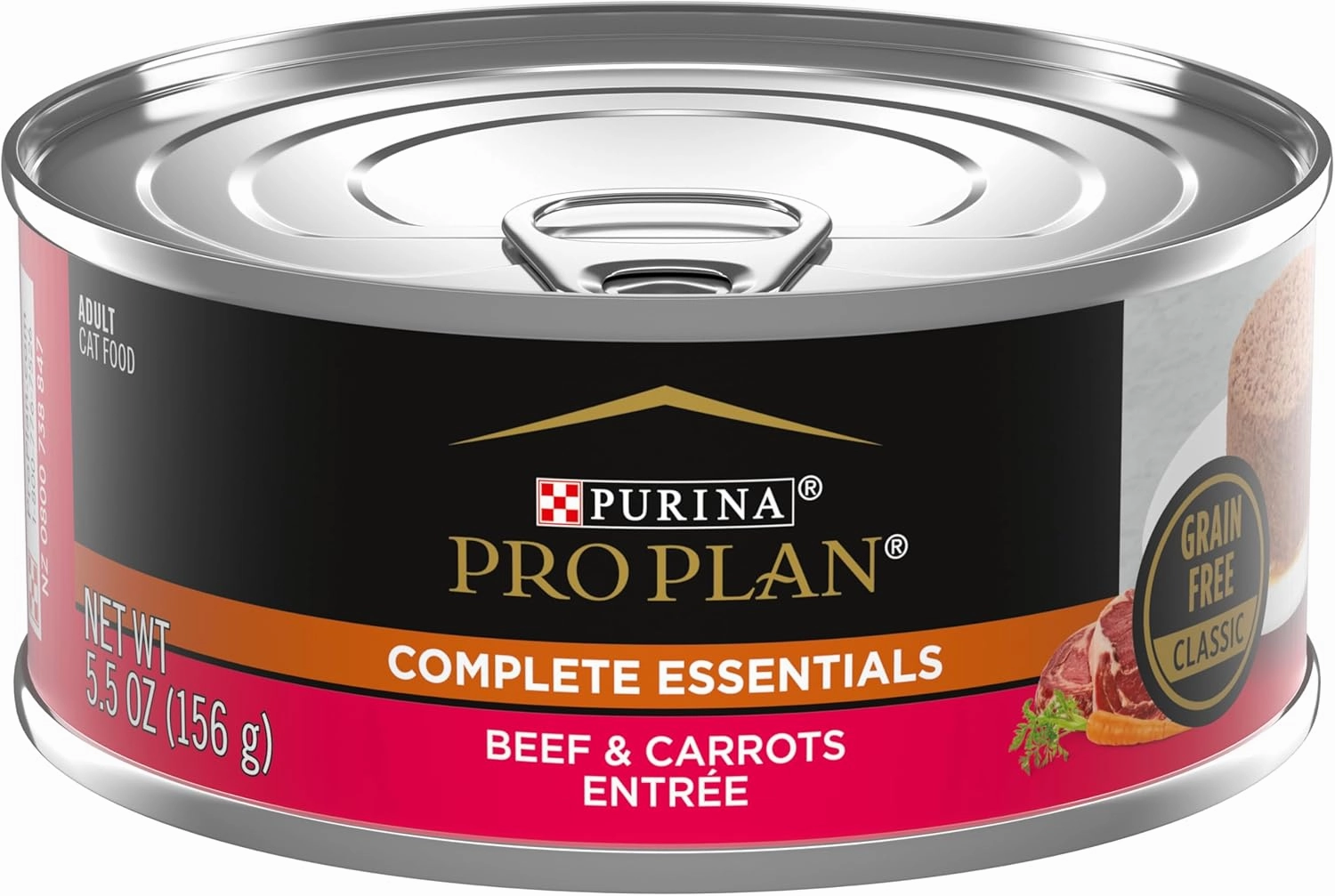 Purina Pro Plan Grain Free Wet Cat Food Pate, COMPLETE ESSENTIALS Beef & Carrots Entree Classic - (Pack of 24) 5.5 oz. Cans