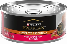 Purina Pro Plan Grain Free Wet Cat Food Pate, COMPLETE ESSENTIALS Beef & Carrots Entree Classic - (Pack of 24) 5.5 oz. Cans