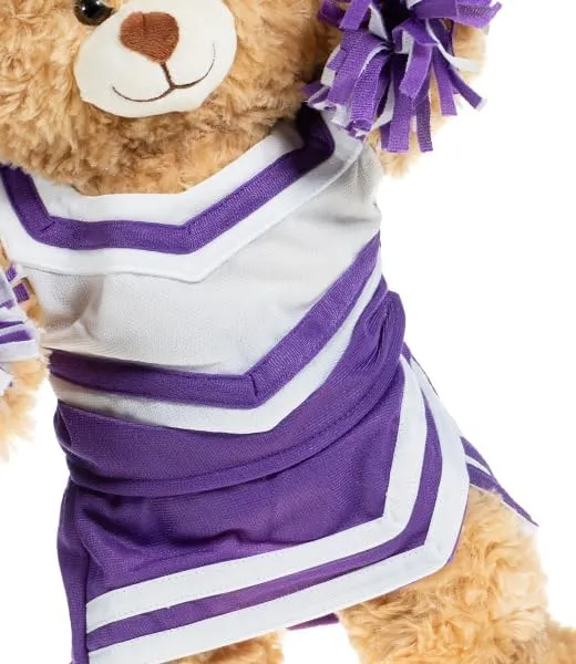 Purple & White Cheer Uniform for Stuffed Animals, Cheerleader Teddy Bear Outfit, Make Your Own Cheer Buddy, Fits Most 14-18 Soft Plush Toys
