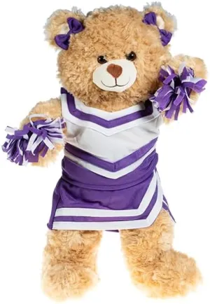 Purple & White Cheer Uniform for Stuffed Animals, Cheerleader Teddy Bear Outfit, Make Your Own Cheer Buddy, Fits Most 14-18 Soft Plush Toys