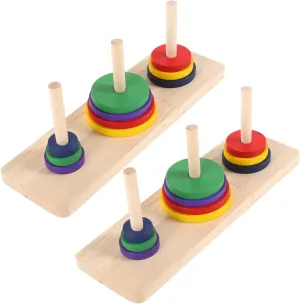 Puzzle Boards Game Wooden Hanoi Tower Puzzle Brain Teaser Intellectual Toy for Boys and Girls Adults
