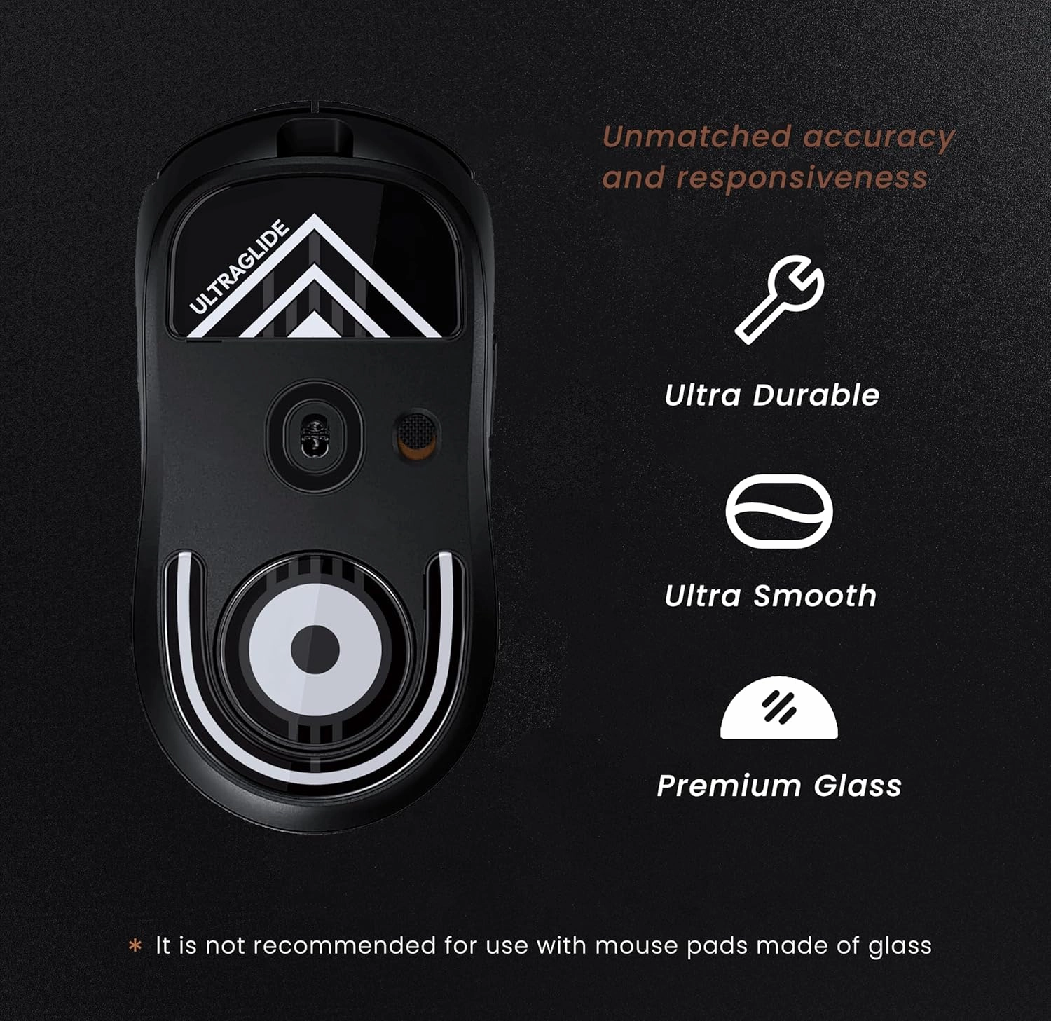 PWNAGE Ultraglide Glass Skates Feet for G Pro X 2 Superlight GPX 2, Ultra-Smooth and Durable, 3M Adhesive, fit for Gaming Mouse Black and White