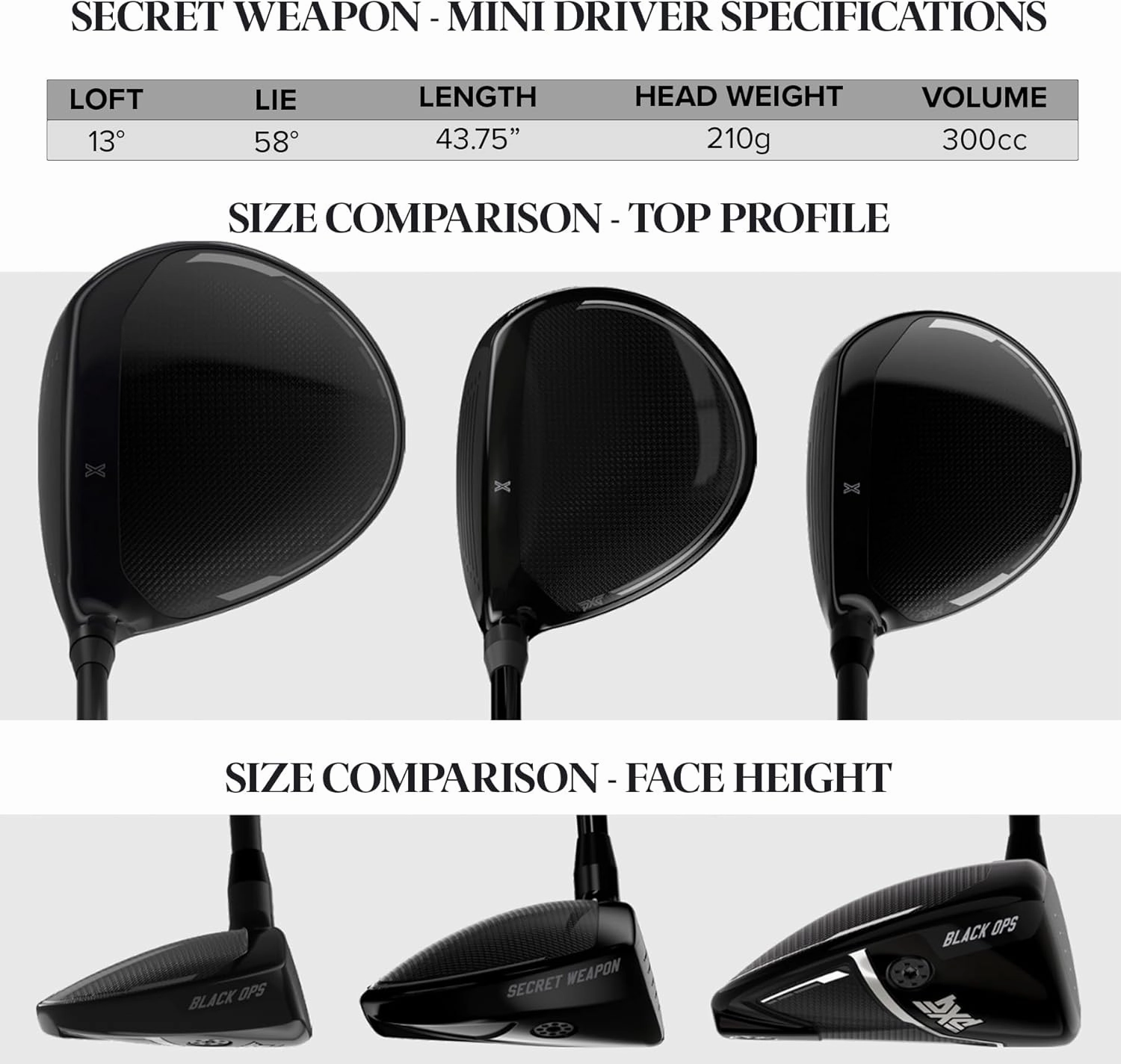 PXG Golf Driver, Black Ops or GEN6 Right Handed Golf Club in 9, 10.5, or 12 Degree with Adjustable Loft and Lie Hosel, Available in X-Stiff, Stiff, Regular, Senior, or Ladies Flex with Graphite Shaft