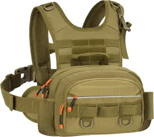 QualyQualy Fishing Chest Pack Tactical Chest Rig Fly Fishing Pack for Sports Outdoor with Compartment Adjustable Strap