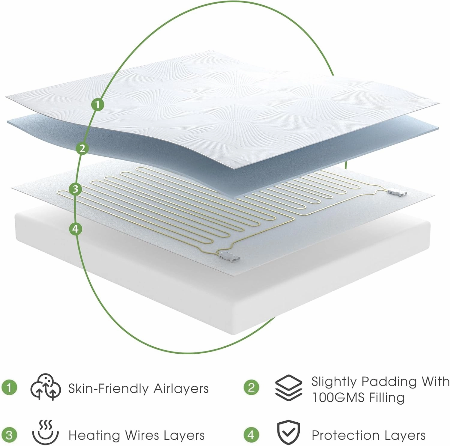 Queen Size Electric Heated Mattress Pad 10 Heat Settings Dual Control with Memory Timer for 1-12 Hours Auto Off, Lighted Button