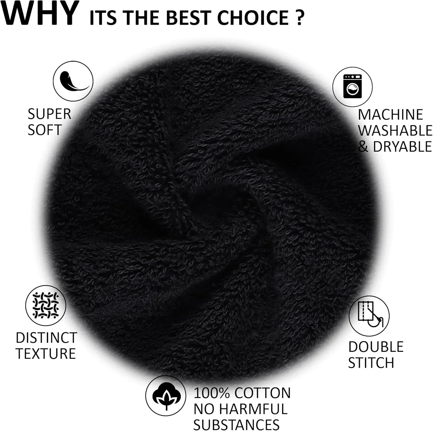 Quick-Dry, Soft & High Absorbent Bath Towels 27"x54" Cotton Turkish Bath Towel Set of 4 | Daily Use 100% Cotton Towels for Bathroom, Gym & More | Bathroom Towels Set (4 Pcs, Black)