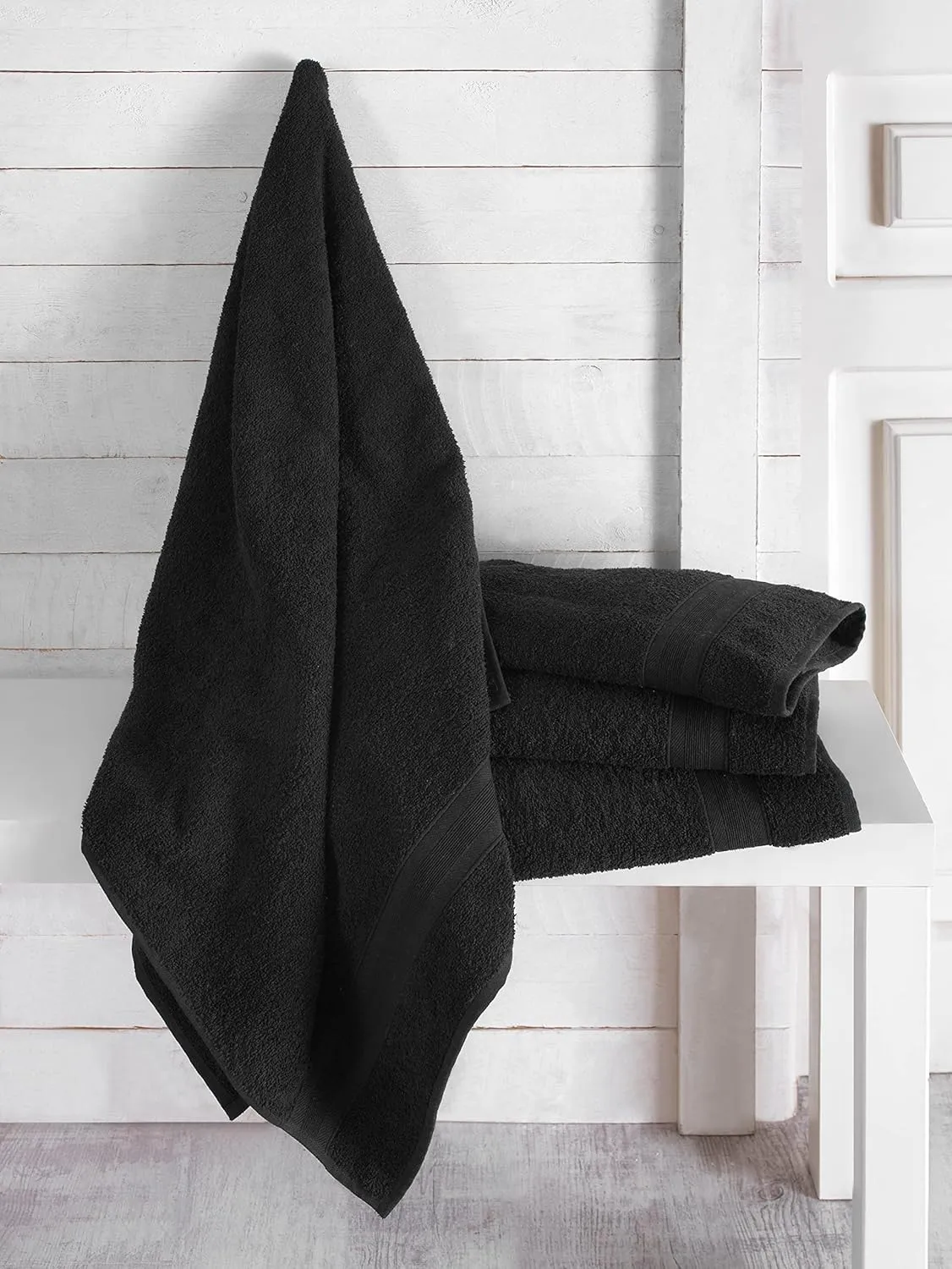 Quick-Dry, Soft & High Absorbent Bath Towels 27"x54" Cotton Turkish Bath Towel Set of 4 | Daily Use 100% Cotton Towels for Bathroom, Gym & More | Bathroom Towels Set (4 Pcs, Black)