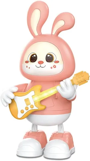 Rabbit Guitarist, Lovely Bunny Musical Toy - Dancing Bunny with Dynamic Music & Cool Lights | Legs Move Sideways | Body Twist (Pink)