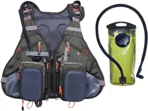 Raprance Fishing Vest with Water Bladder for Men and Women Outdoor Activity Fly Bass Fishing Vest Backpack (Army,FV02W)