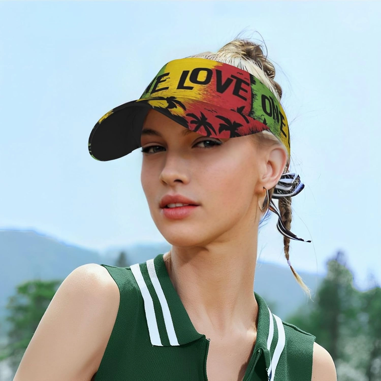 Rasta Lion Jamaican Reggae Love Sport Sun Visor Adjustable Sun Hat Empty Top Baseball Cap Uv Protection Sun for Men and Women