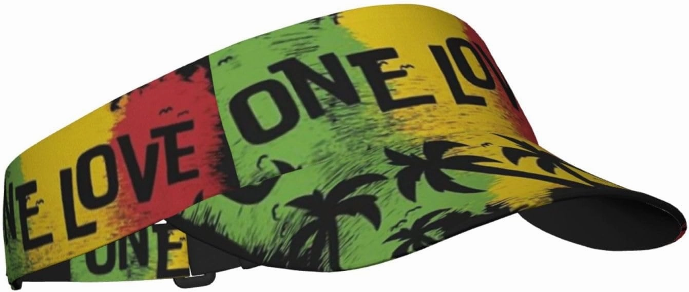 Rasta Lion Jamaican Reggae Love Sport Sun Visor Adjustable Sun Hat Empty Top Baseball Cap Uv Protection Sun for Men and Women