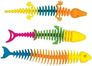Raymond Geddes Rainbow Reptile Skeleton Sensory Toy - 24 Colorful Noodle Toys for Kids - Reptile-Shaped Stretchy Toys Link as Bracelet