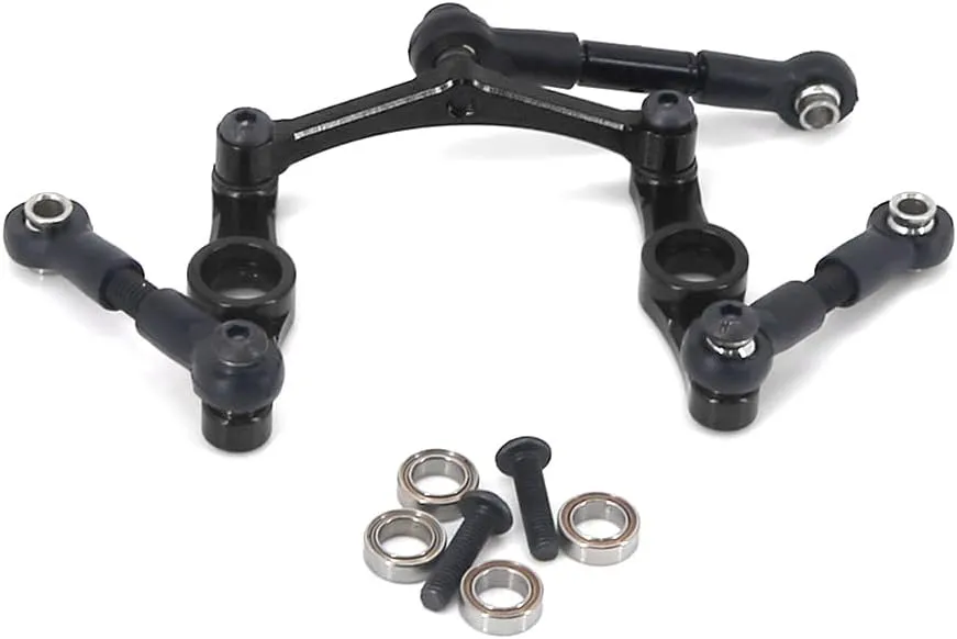 RC Car Metal Steering Set for 1:10 TT01, Mini Car Parts for RC Truck(Black)
