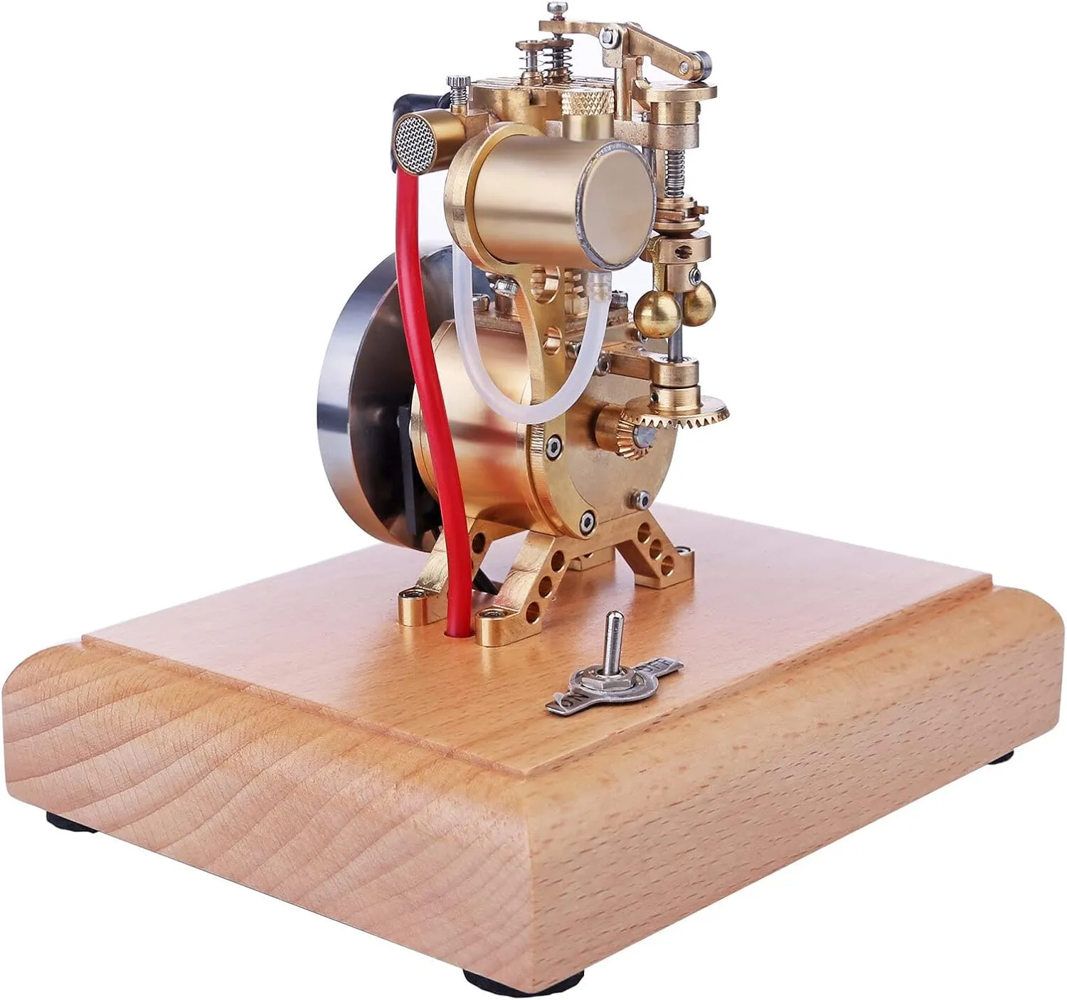 Realistic Internal Combustion Engine Model Kit, 1.6cc Mini Hit and Miss Four-Stroke Vertical Gas Engine, Vertical Engine Kit for Adult with Flying Ball Speed Limiter