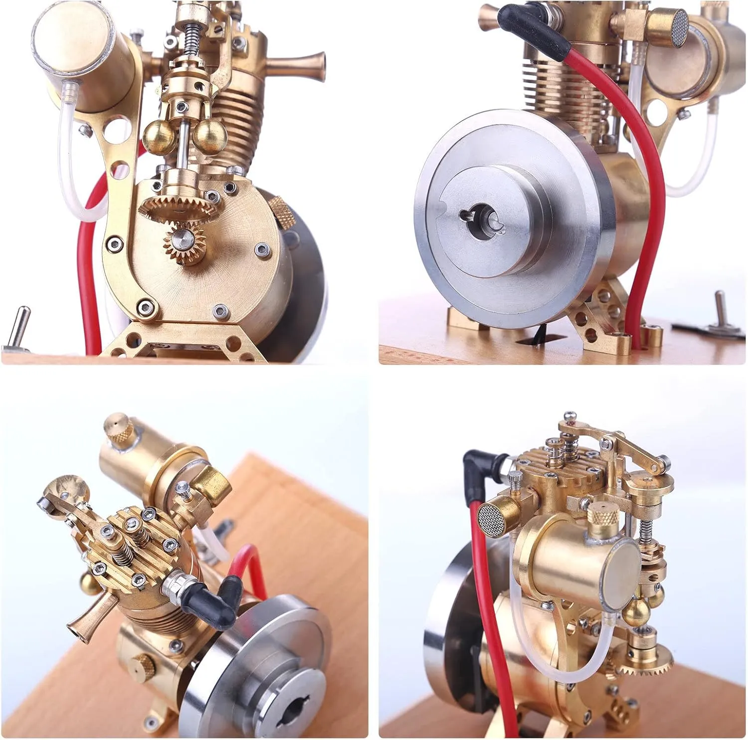Realistic Internal Combustion Engine Model Kit, 1.6cc Mini Hit and Miss Four-Stroke Vertical Gas Engine, Vertical Engine Kit for Adult with Flying Ball Speed Limiter