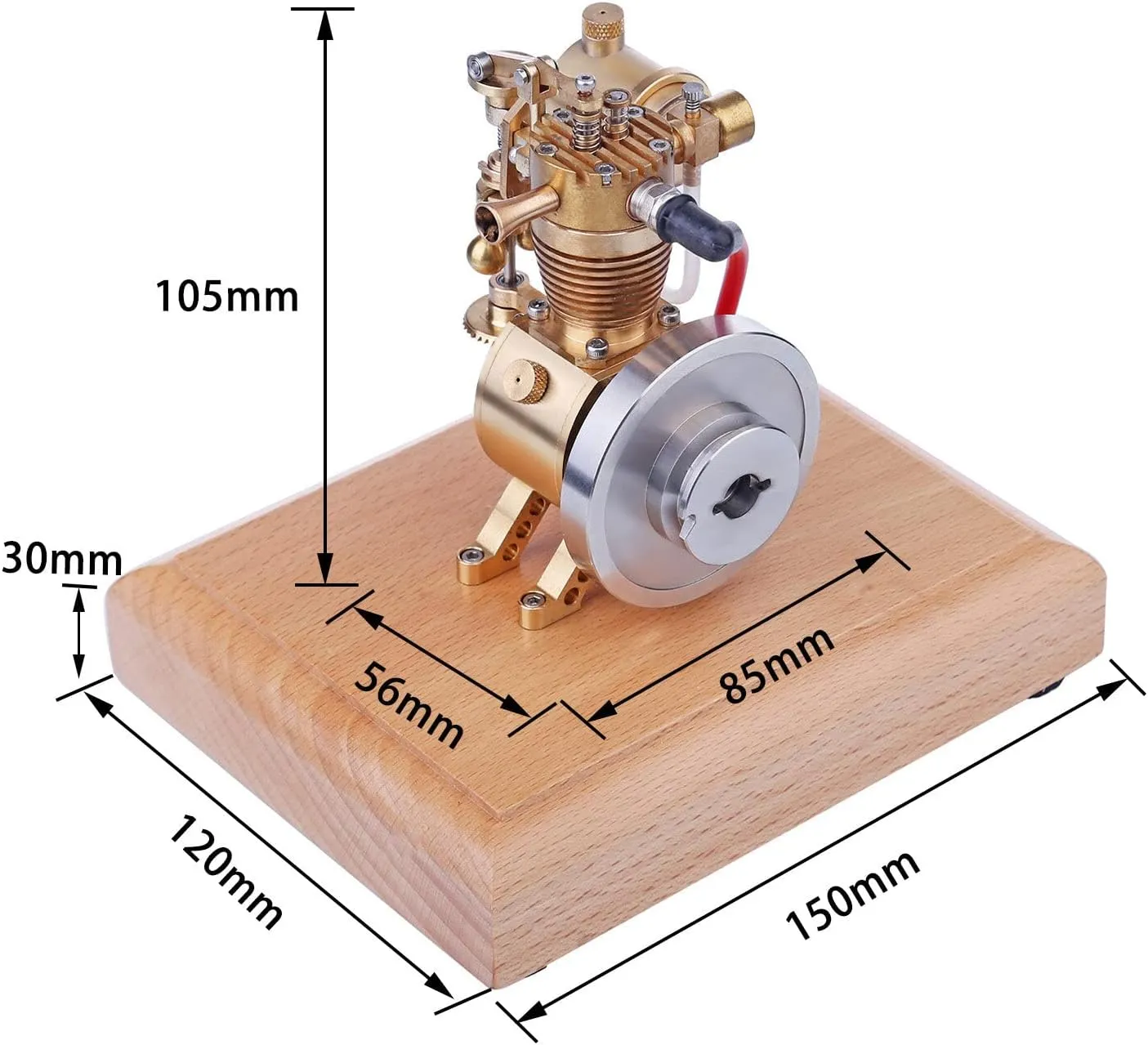 Realistic Internal Combustion Engine Model Kit, 1.6cc Mini Hit and Miss Four-Stroke Vertical Gas Engine, Vertical Engine Kit for Adult with Flying Ball Speed Limiter