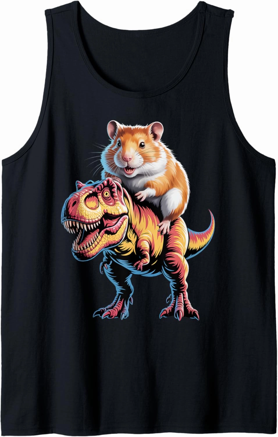 Realistic Dinosaur With Hamster Rider Tank Top