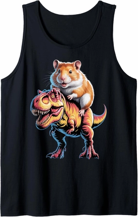 Realistic Dinosaur With Hamster Rider Tank Top