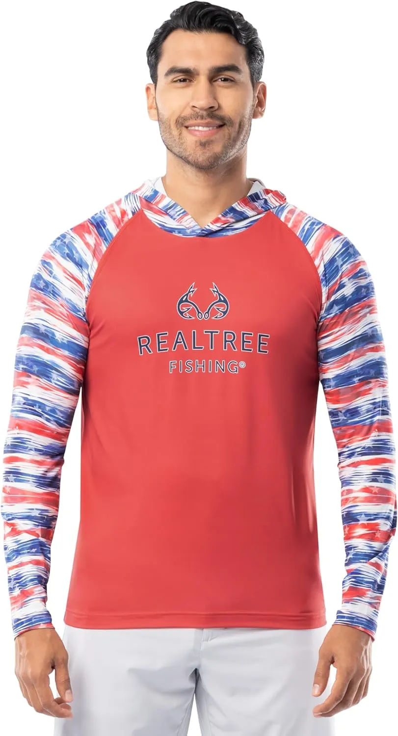 Realtree Men's Long Sleeve Patriotic Performance Fishing Hoodie