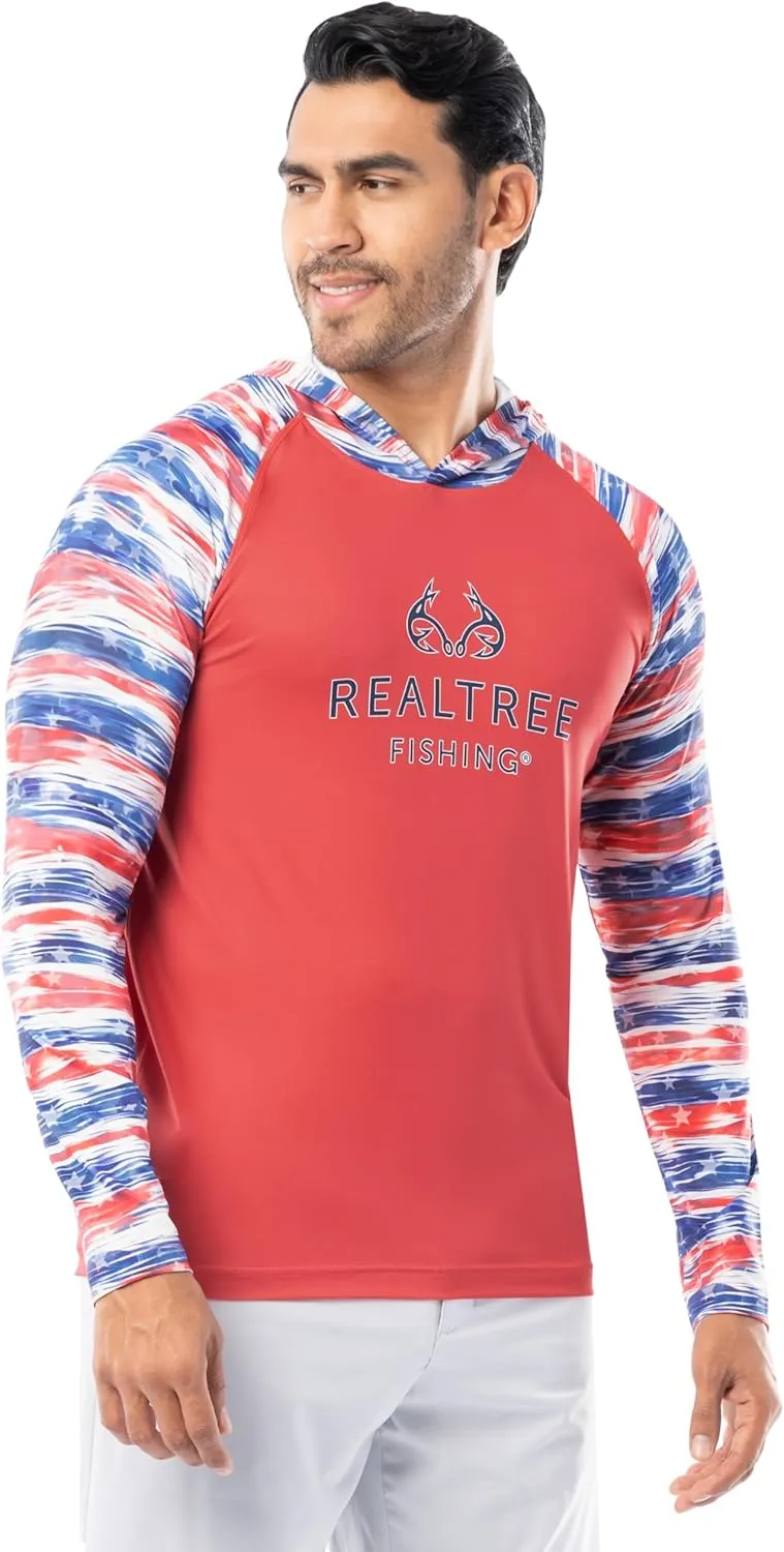Realtree Men's Long Sleeve Patriotic Performance Fishing Hoodie