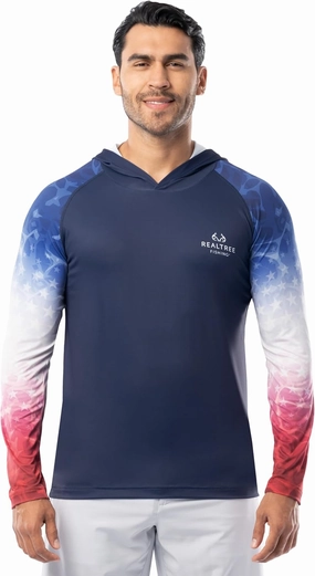 Realtree Men's Long Sleeve Patriotic Performance Fishing Hoodie