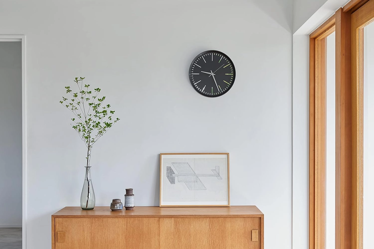 Remnos Fluct DFI 21-07 BK Lemnos Wall Clock, Fract, Analog, Natural Wood Fabric, Black
