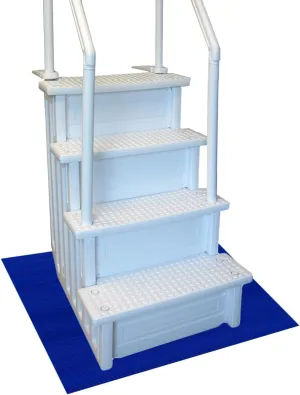Resilia Stay-Put Swimming Pool Ladder Mat - Non-Slip, Wide Ribbed, Protective Pad, 36 Inches x 36 Inches, 0.125 Inch Thick, Royal Blue, Made in USA