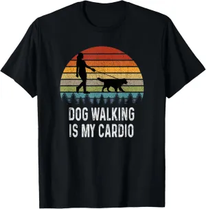 Retro Dog Walker Pet Sitter Watcher Cardio Dog Trainer T-Shirt