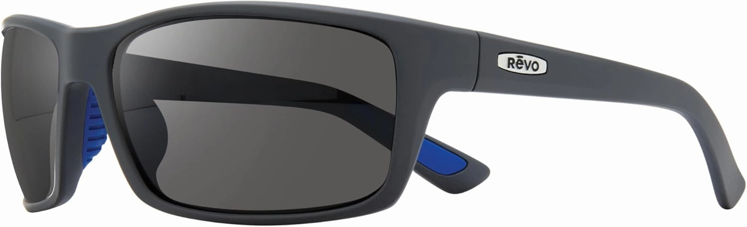 Revo Sunglasses Rebel Superflex: Men's Polarized Serilium Lens with Rectangle Wrap Frame, Matte Grey Frame with Graphite Lens