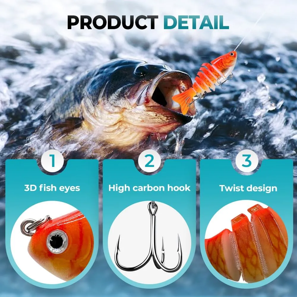 Robotic Fishing Lure, Upgrade 3D Bionic Swimming Bait for Freshwater & Saltwater, Fishing Gear Attracts Fishing Lures Walleye Trout Bass for Beginners, Amateurs and Professionals