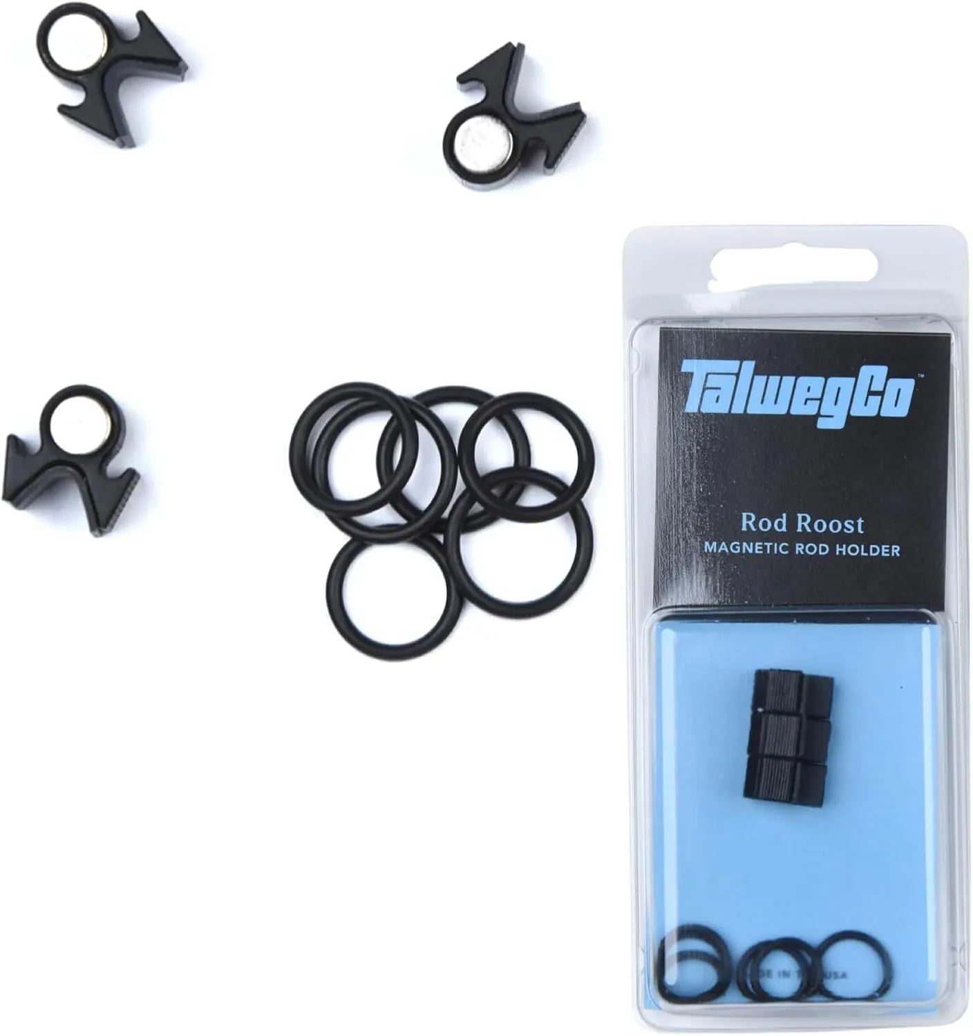 Rod Roost Magnetic Holder – 3-Pack Stainless-Steel Fishing Rod Clip with Backed Adhesive - Secure & Wearable Fishing Rod Holder - Essential Fishing Tool for Vest, Lanyard, Backpack – Black