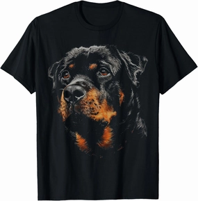 Rottweiler Graphic Pet Illustration Unisex Adults Kids T-Shirt, Black, Small, Short Sleeve