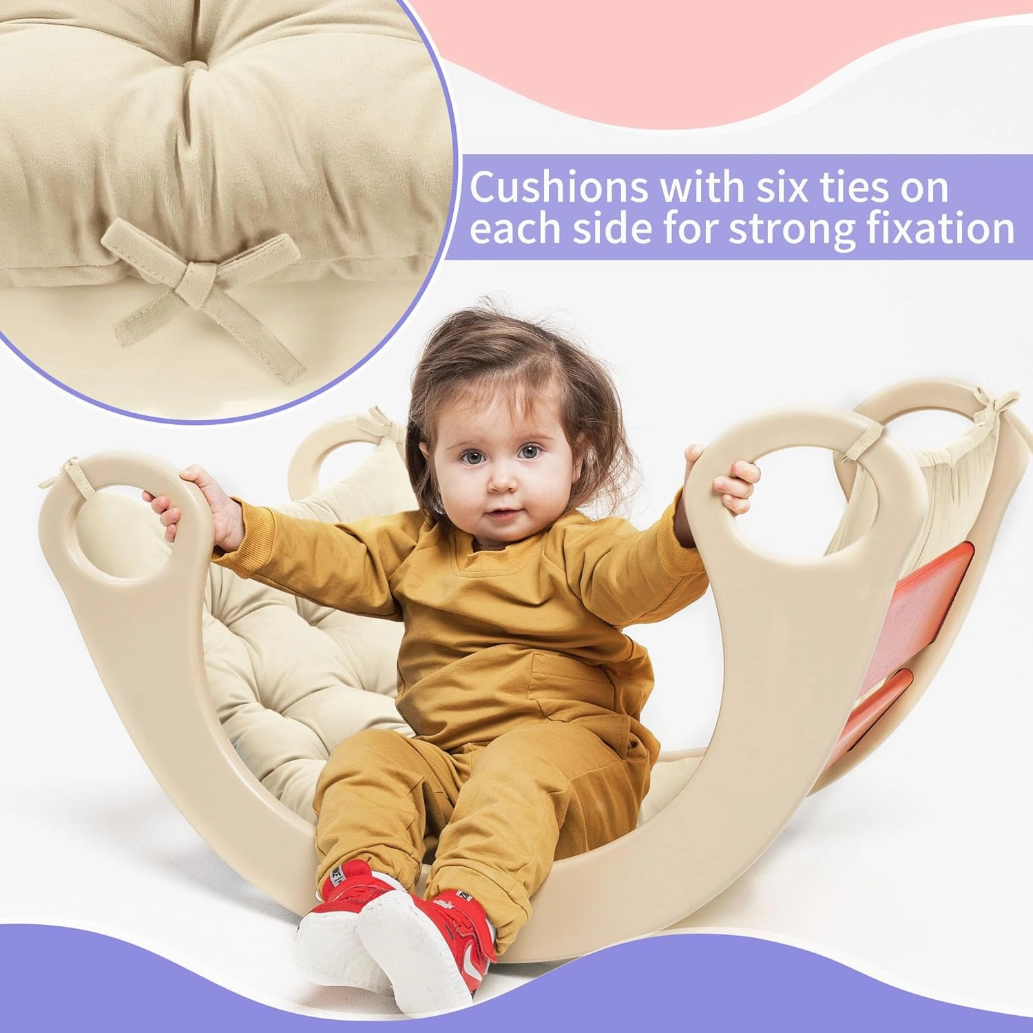 ROYALAY Cushion for Climbing Arch for Kids, Premium Climbing Set Cushion, Arch Cushion Floor Cushion Toddler Nap Mat(43 * 20 * 3inch,Apricot)