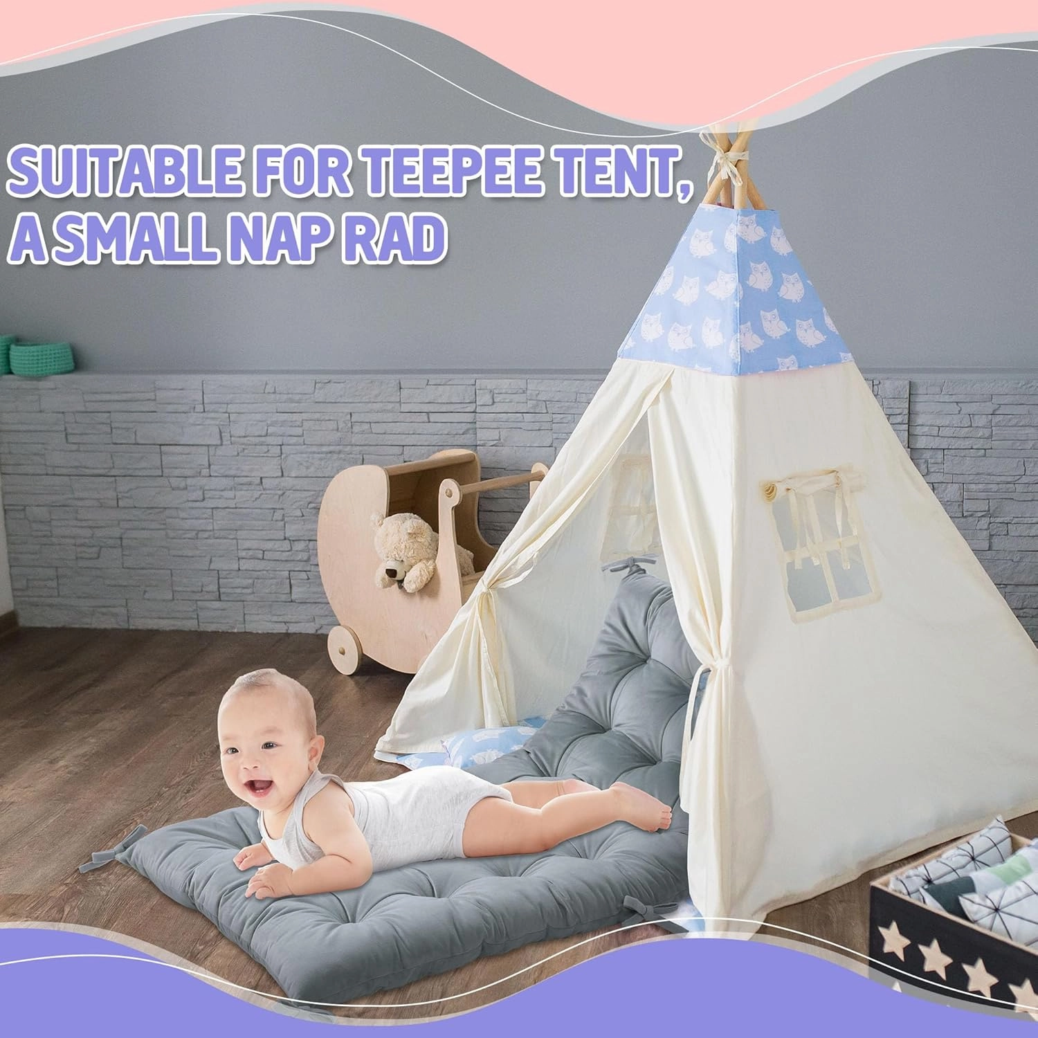 ROYALAY Cushion for Climbing Arch for Kids, Premium Climbing Set Cushion, Arch Cushion Floor Cushion Toddler Nap Mat(43 * 20 * 3inch,Gray)