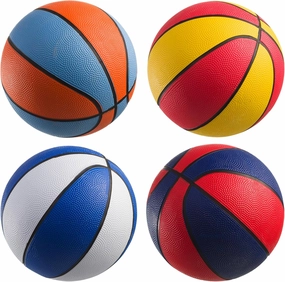 Rubber Mini Basketballs 7 Inch, Size 3 (Pack of 4) - Pool Basketball for Kids in Assorted Colors Indoor & Outdoor, Boys & Girls, for Small Hoops, Game Prizes, Arcade Games, with Pump