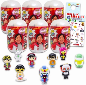 Ryan's World Blind Egg Party Favors 6 Pack - Bundle With Mystery Figures, Stickers, and Mini Figurines for Kids