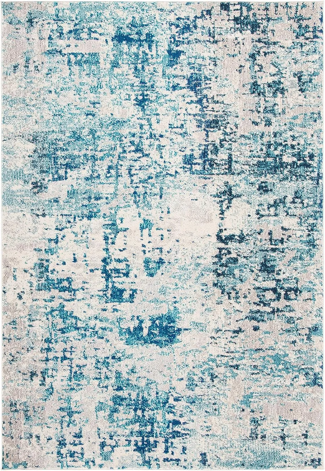 SAFAVIEH Area Rug 8x10 - Madison Collection - Large - Ivory & Turquoise, Modern Abstract Design, Non-Shedding & Easy Cleaning, Ideal for Living Room, Bedroom, Office, Dining Space (MAD471A)