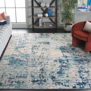 SAFAVIEH Area Rug 8x10 - Madison Collection - Large - Ivory & Turquoise, Modern Abstract Design, Non-Shedding & Easy Cleaning, Ideal for Living Room, Bedroom, Office, Dining Space (MAD471A)