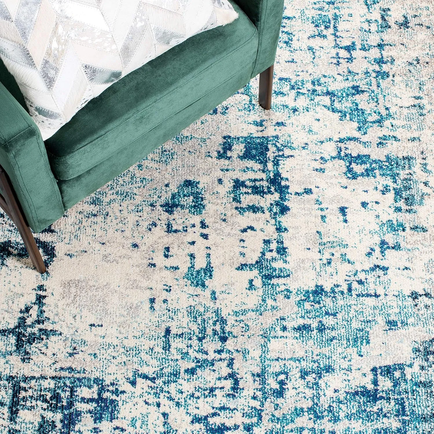 SAFAVIEH Area Rug 8x10 - Madison Collection - Large - Ivory & Turquoise, Modern Abstract Design, Non-Shedding & Easy Cleaning, Ideal for Living Room, Bedroom, Office, Dining Space (MAD471A)