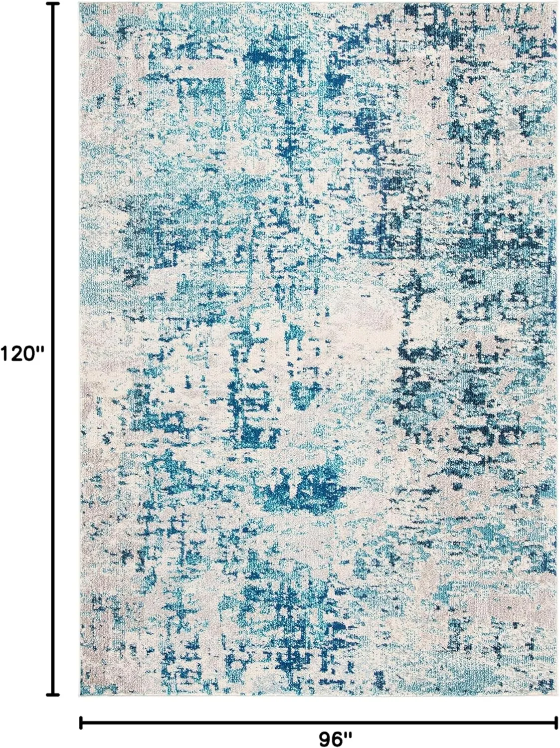 SAFAVIEH Area Rug 8x10 - Madison Collection - Large - Ivory & Turquoise, Modern Abstract Design, Non-Shedding & Easy Cleaning, Ideal for Living Room, Bedroom, Office, Dining Space (MAD471A)