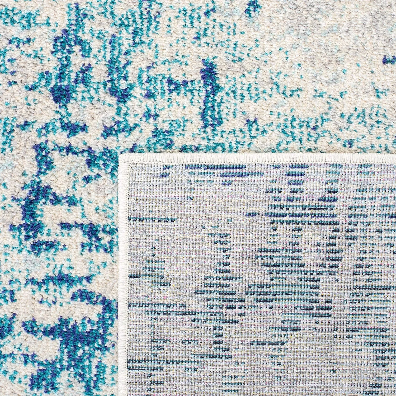 SAFAVIEH Area Rug 8x10 - Madison Collection - Large - Ivory & Turquoise, Modern Abstract Design, Non-Shedding & Easy Cleaning, Ideal for Living Room, Bedroom, Office, Dining Space (MAD471A)