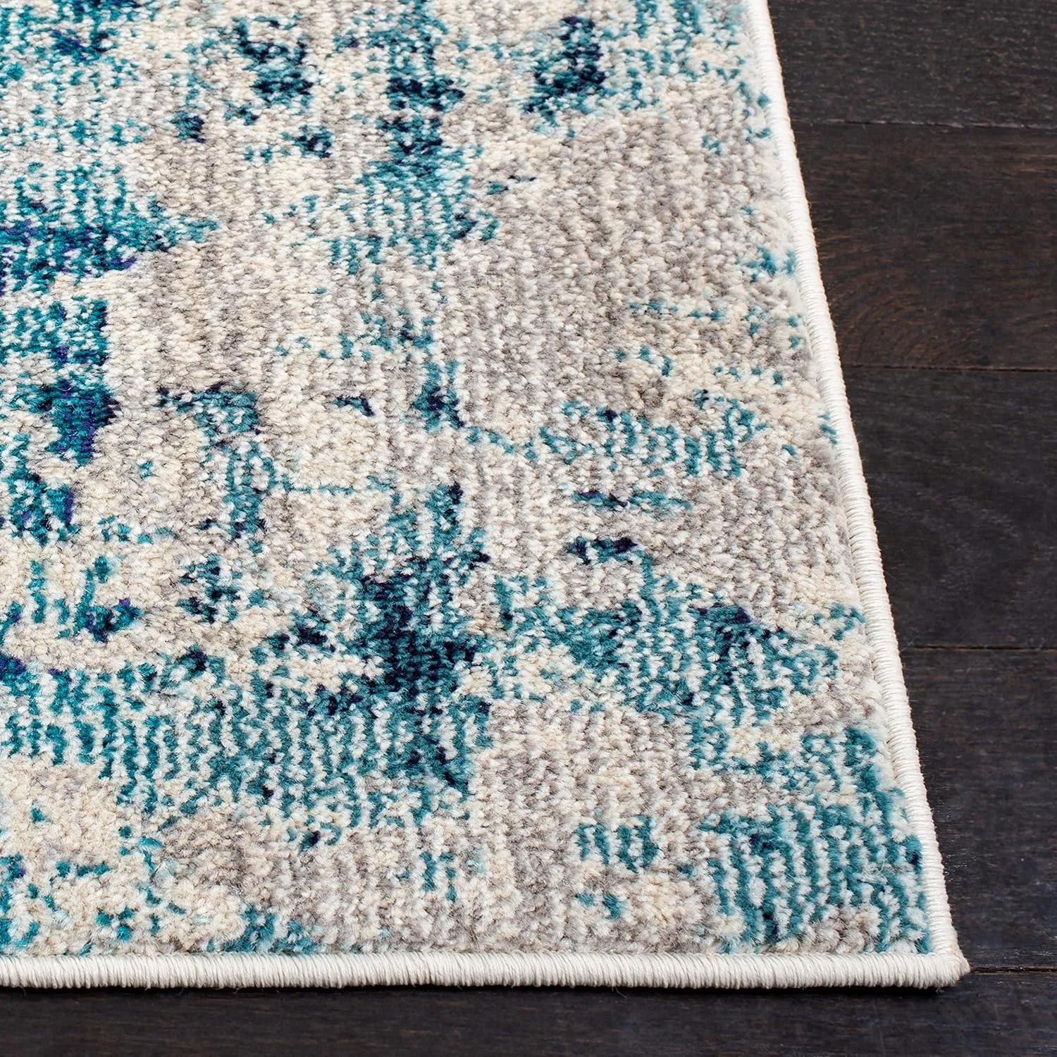 SAFAVIEH Area Rug 8x10 - Madison Collection - Large - Ivory & Turquoise, Modern Abstract Design, Non-Shedding & Easy Cleaning, Ideal for Living Room, Bedroom, Office, Dining Space (MAD471A)