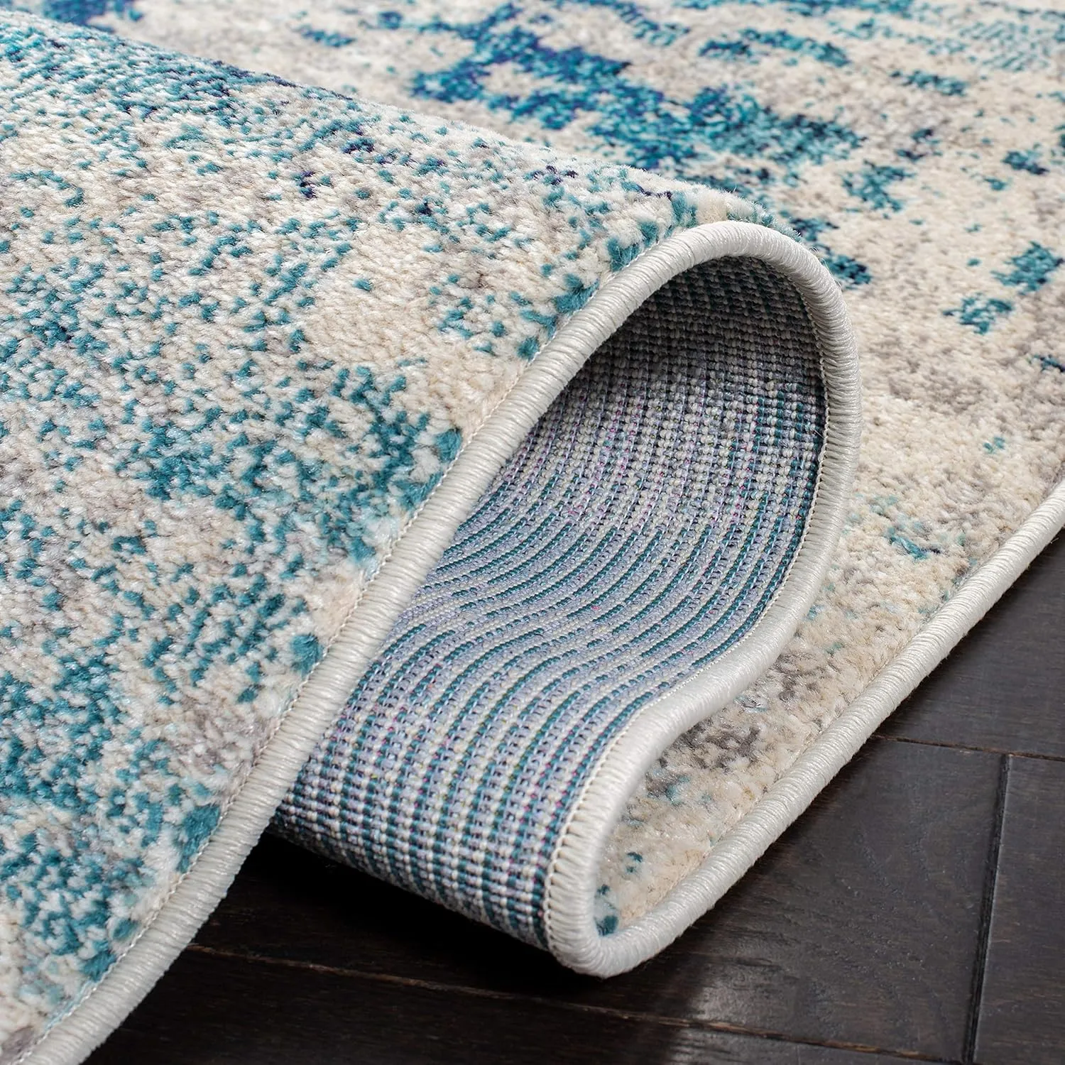 SAFAVIEH Area Rug 8x10 - Madison Collection - Large - Ivory & Turquoise, Modern Abstract Design, Non-Shedding & Easy Cleaning, Ideal for Living Room, Bedroom, Office, Dining Space (MAD471A)