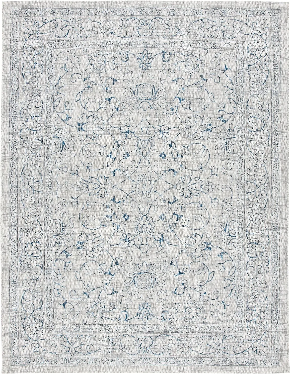SAFAVIEH Courtyard Collection 8' x 10' Grey/Navy CY8680 Indoor/ Outside Waterproof Easy cleansingPatio Backyard Mudroom Area Mat