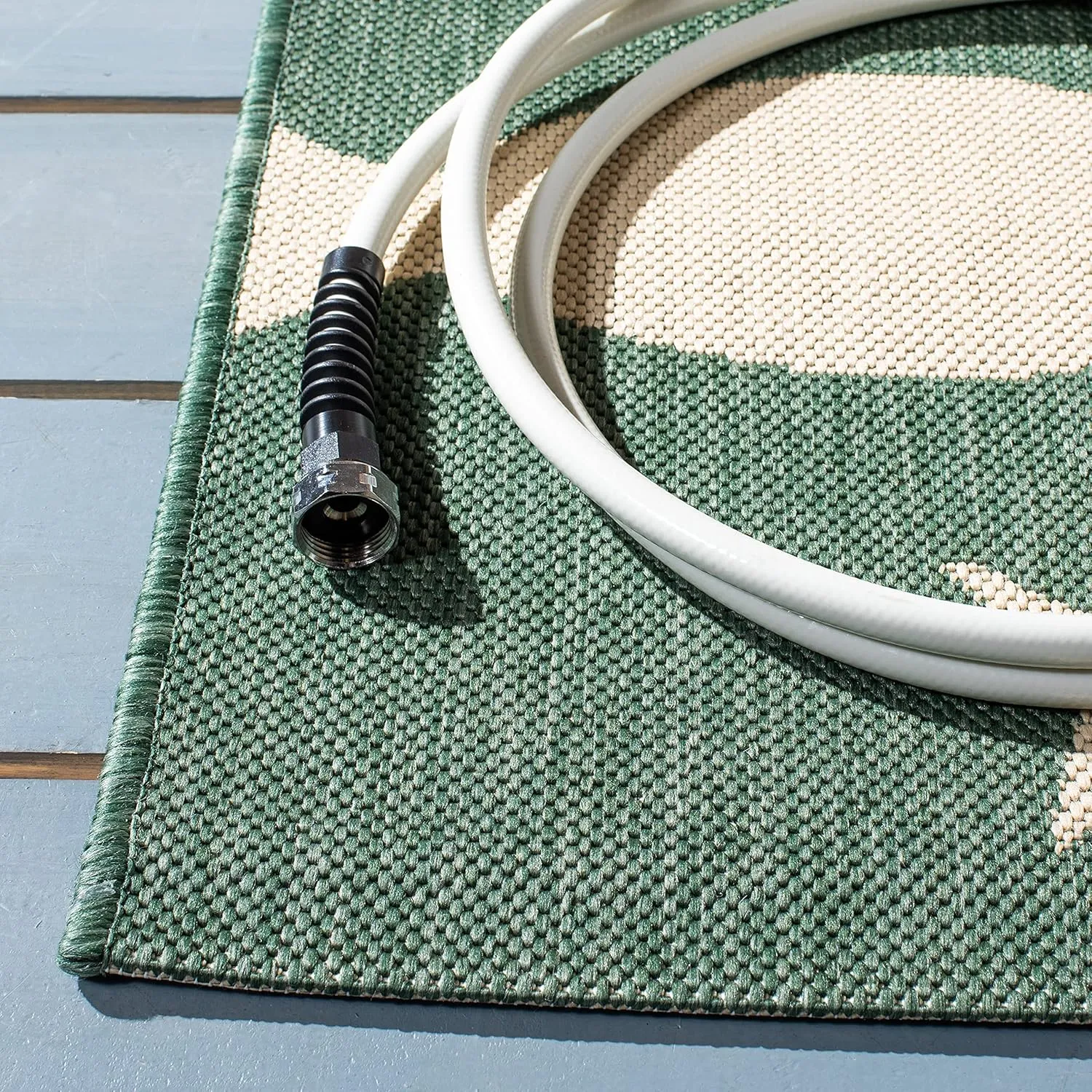 SAFAVIEH Courtyard Collection Accent Rug - 2' x 3'7", Dark Green & Ivory, Border Design, Non-Shedding & Easy Care, Indoor/Outdoor & Washable-Ideal for Patio, Backyard, Mudroom (CY6012-322)