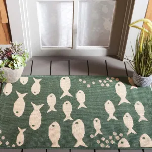 SAFAVIEH Courtyard Collection Accent Rug - 2' x 3'7", Dark Green & Ivory, Border Design, Non-Shedding & Easy Care, Indoor/Outdoor & Washable-Ideal for Patio, Backyard, Mudroom (CY6012-322)