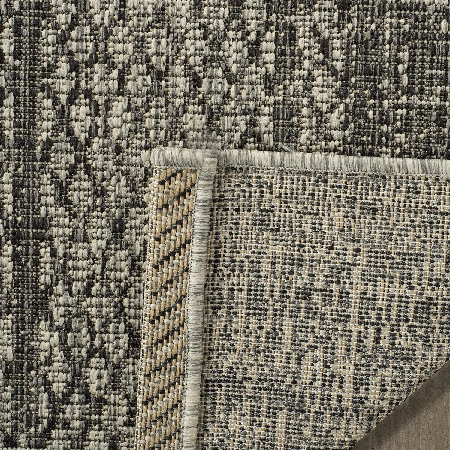 SAFAVIEH Courtyard Collection Runner Rug - 2'3" x 6'7", Light Grey & Black, Non-Shedding & Easy Care, Indoor/Outdoor & Washable-Ideal for Patio, Backyard, Mudroom (CY8736-37612)