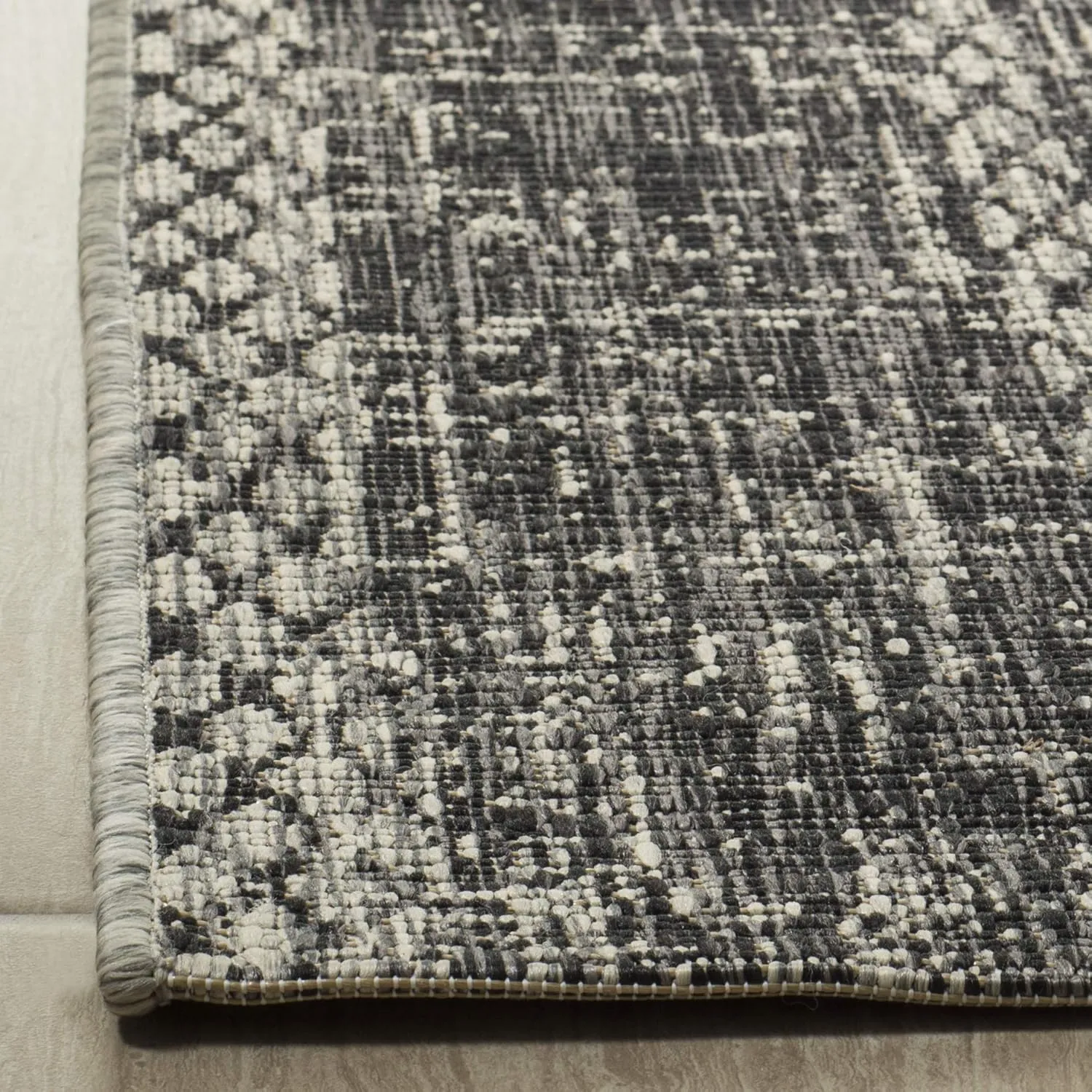 SAFAVIEH Courtyard Collection Runner Rug - 2'3" x 6'7", Light Grey & Black, Non-Shedding & Easy Care, Indoor/Outdoor & Washable-Ideal for Patio, Backyard, Mudroom (CY8736-37612)