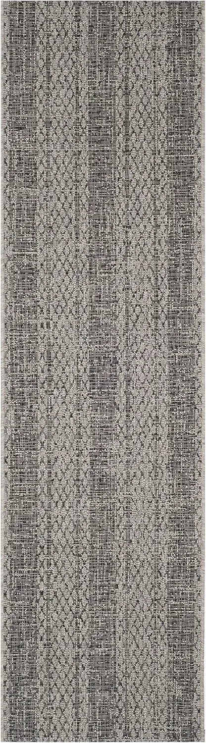SAFAVIEH Courtyard Collection Runner Rug - 2'3" x 6'7", Light Grey & Black, Non-Shedding & Easy Care, Indoor/Outdoor & Washable-Ideal for Patio, Backyard, Mudroom (CY8736-37612)