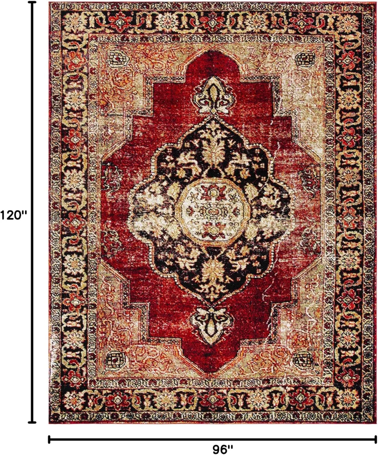SAFAVIEH Vintage Hamadan Collection Area Rug - 8' x 10', Red & Multi, Oriental Traditional Persian Design, Non-Shedding & Easy Care, Ideal for High Traffic Areas in Living Room, Bedroom (VTH219A)
